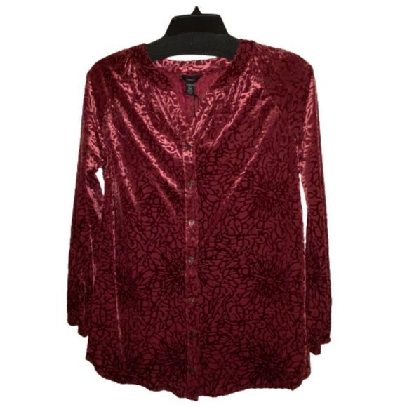 🆕Intro. Stretch Petite Burgandy Top size PM - Picture 5 of 9